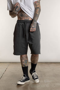 heavyweight cotton shorts raw edges