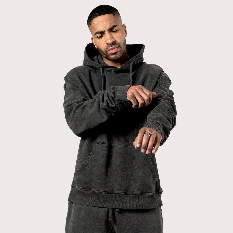 Heavyweight Cotton Vintage Black Hoodie
